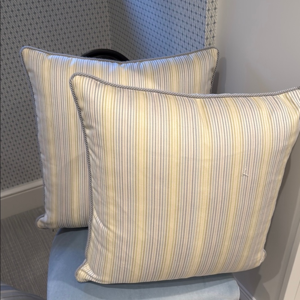 Striped Blue and Cream Throw Pillows